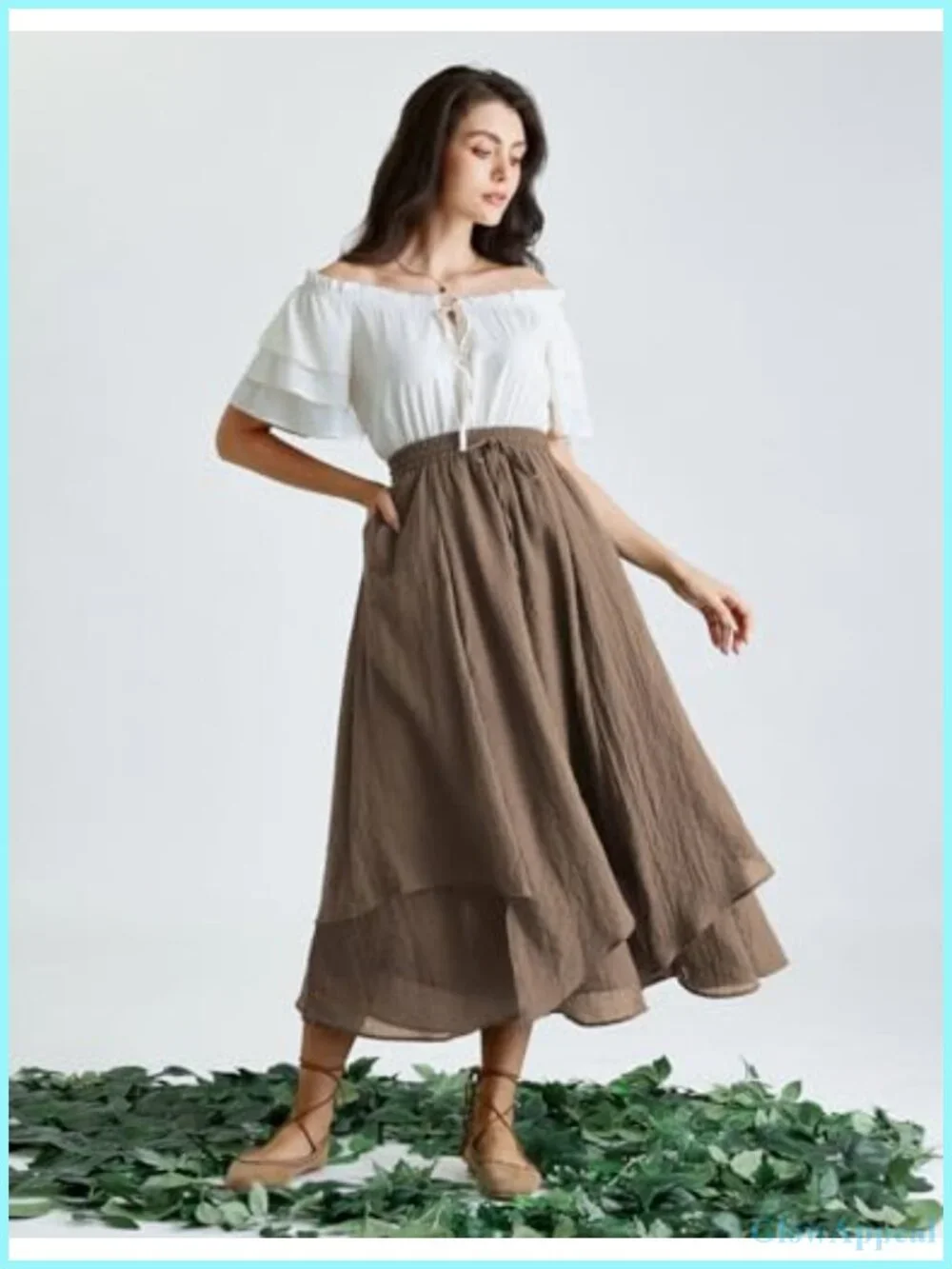 Double Layer A-Line Maxi Skirt with Pockets – Flowy Lightweight Elastic High